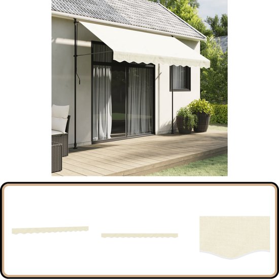 Tissu de jupe d'auvent de rechange vidaXL - Crème - Housse d'auvent imperméable de 3 m - Tissu d'auvent résistant aux UV - Tissu de jupe d'auvent - Tissu de véranda - Terrasse d'été de jardin