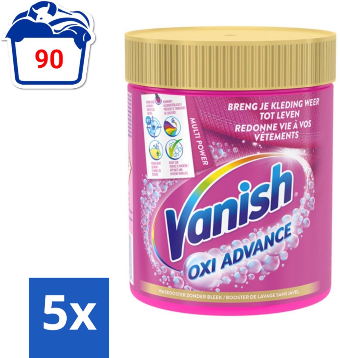 5 x Vanish Oxi Advance - Vlekkenverwijderaar Poeder - Zonder Bleek - Gekleurde Was - 470 Gram - Vlekkenverwijderaar - Gekleurde Was - Kleuren Beschermen - Bleekvrije Was - Wasmiddel