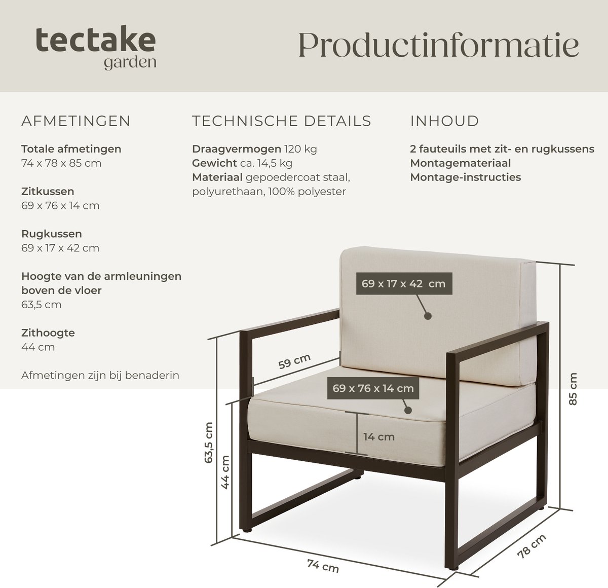 tectake - Comosa Lounge fauteuil tuin thumbnail 5