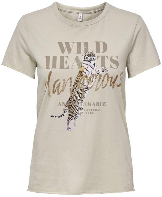 ONLY ONLLUCY LIFE REG S/ S TOP JRS NOOS Haut pour femme - Pierre ponce Wild Hearts Dangerous