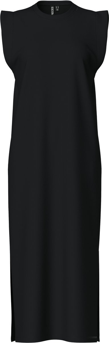 Pieces PCCHILLI Summer Sweat Dress - Loungewear Dress - Lang katoenen dames nachthemd - Zwart /