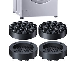 4-Pack antislip rubberen stabilisatoren, anti-kras- en bedwielstoppers, wasmachine anti-vibratie pads met sterke adsorptie zuignappen voor wasmachines en drogers (zwart)