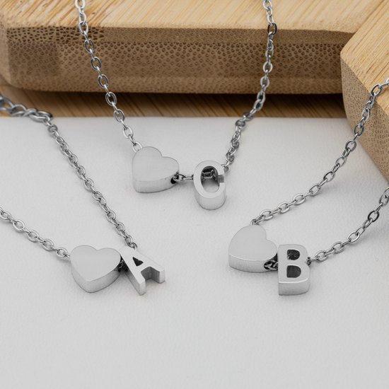 Bracelet Lettre A sur Carte Cadeau - Une lettre, une promesse - 15,5 cm + 5,5 cm réglables Acier Inoxydable Couleur Argent - Pendentif Initiale & Cœur - Pax Amare