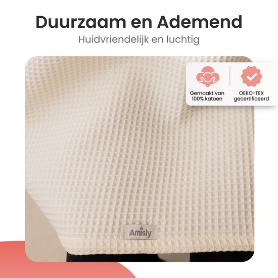 Amisly Borstvoedingsdoek - Luxe Voedingsdoek - afschermdoek - OEKO-TEX-Wafel - Materiaal-Crème - Kraamcadeau - baby van Amisly — afbeelding 4