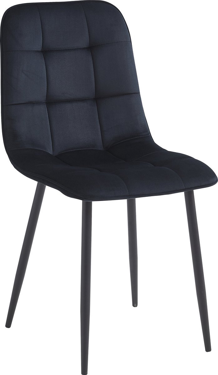 Soph & Tess - Eetkamerstoel Pescara - Zwart - Metalen poten - Velvet stoffering - Modern design