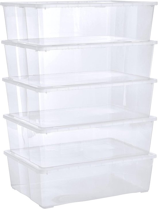 SONGMICS opbergboxen, set van 2, met transparant venster, stapelbare