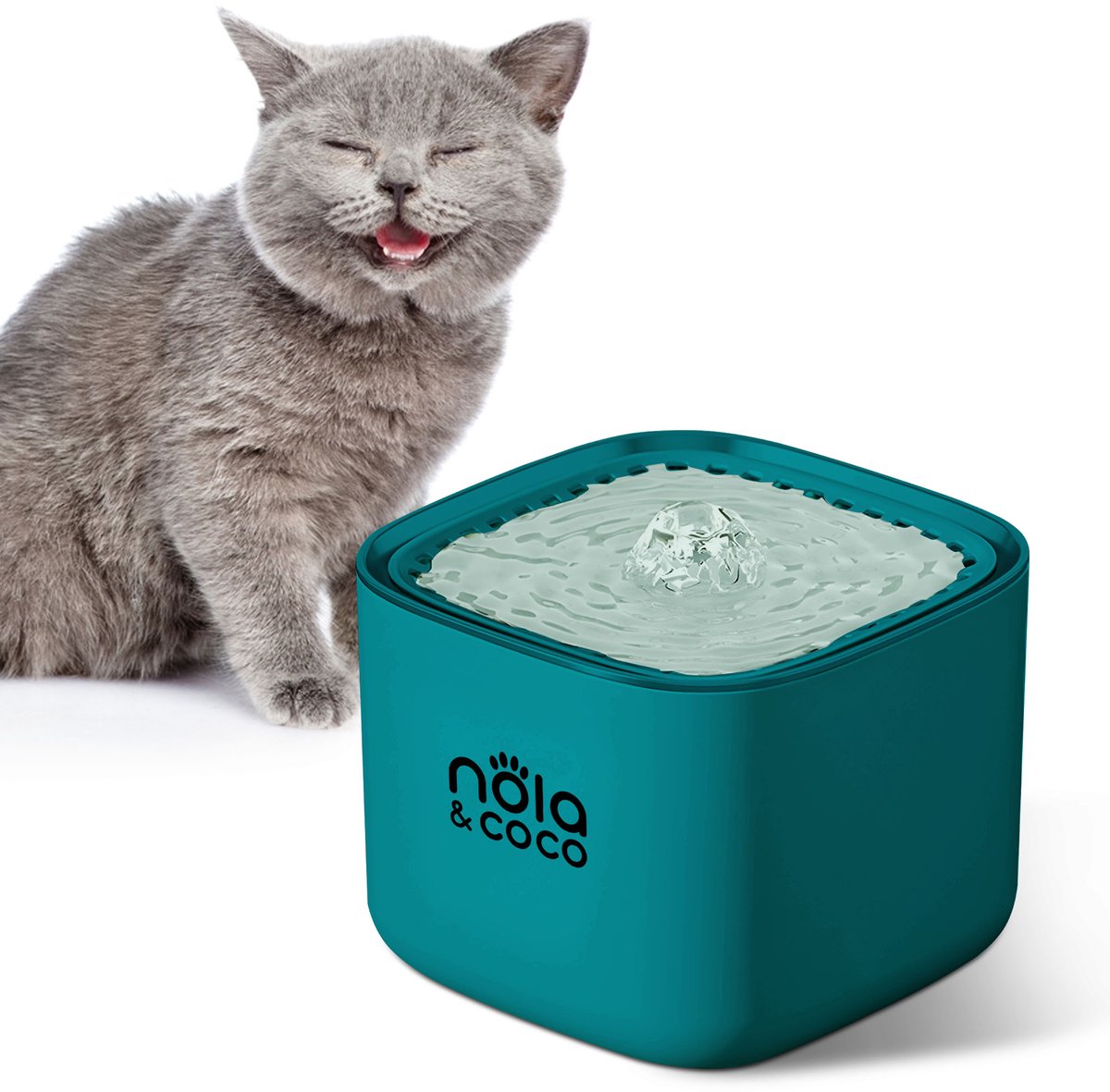 Nola & Coco Katten Drinkfontein – Met Multi-Filtratiesysteem voor Schoner Water – 18x18x13 – Blauw