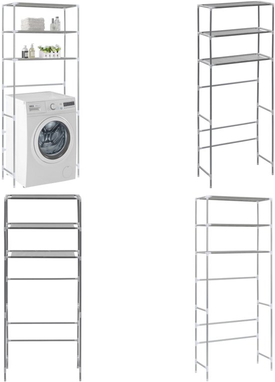 vidaXL Opbergrek voor boven wasmachine 2-laags 71x29,5x170,5 cm zwart