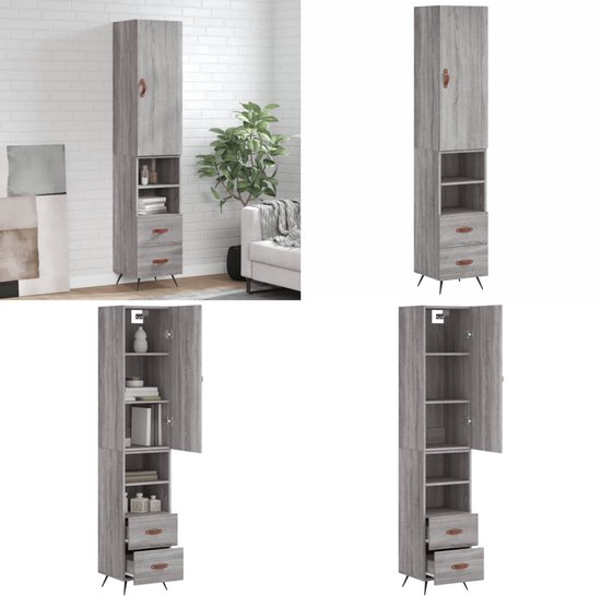 vidaXL Armoire haute 34-5x34x180 cm Bois d'ingénierie Chêne Sonoma gris - Armoire haute - Armoires hautes - Buffet - Buffet