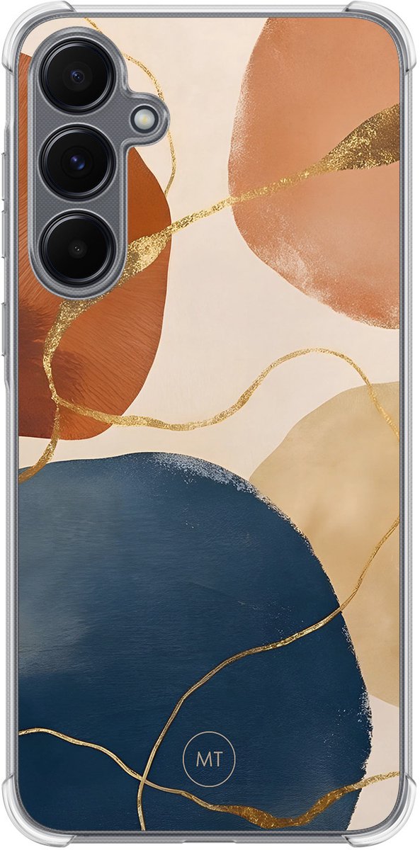 Hoesje (shockproof) geschikt voor Samsung Galaxy A55 - Abstract harmony - Extra sterke case - TPU/polycarbonaat - Print - Multi, Transparant