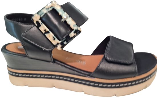 Remonte Leren Dames Sandalen Sleehak - Zwart - 40