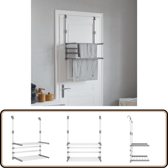 Séchoir à linge de balcon vidaXL Argent 54 x 25 x 42 cm. Séchoir à linge de balcon en aluminium - Séchoir à linge en aluminium - Sèche-serviettes - Séchoir compact - Séchoir d'extérieur.