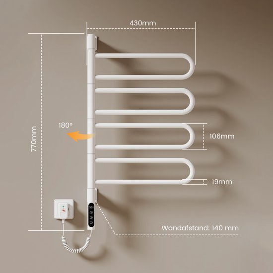 EMKE Elektrische Handdoekradiator met Thermostaat
