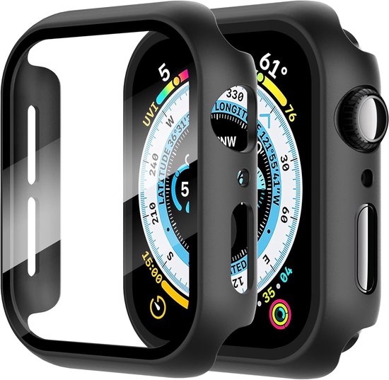 Zwarte iCall screenprotector en bumper, scherm is 45mm.
