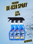Drie flessen AutoFresh Premium De-Icer Spray, 3x 500 ml.