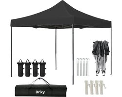 Brixy Partytent - Opvouwbaar - Easy Up - 3x3m - Waterdicht - Paviljoen - Incl. Draagtas - Zwart