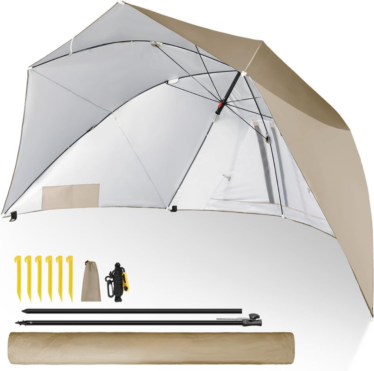 Strandparasol & Tuinparasol - Lichtblauwe parasol met strandschelpontwerp, UV-bescherming 99%, draagtas inbegrepen.