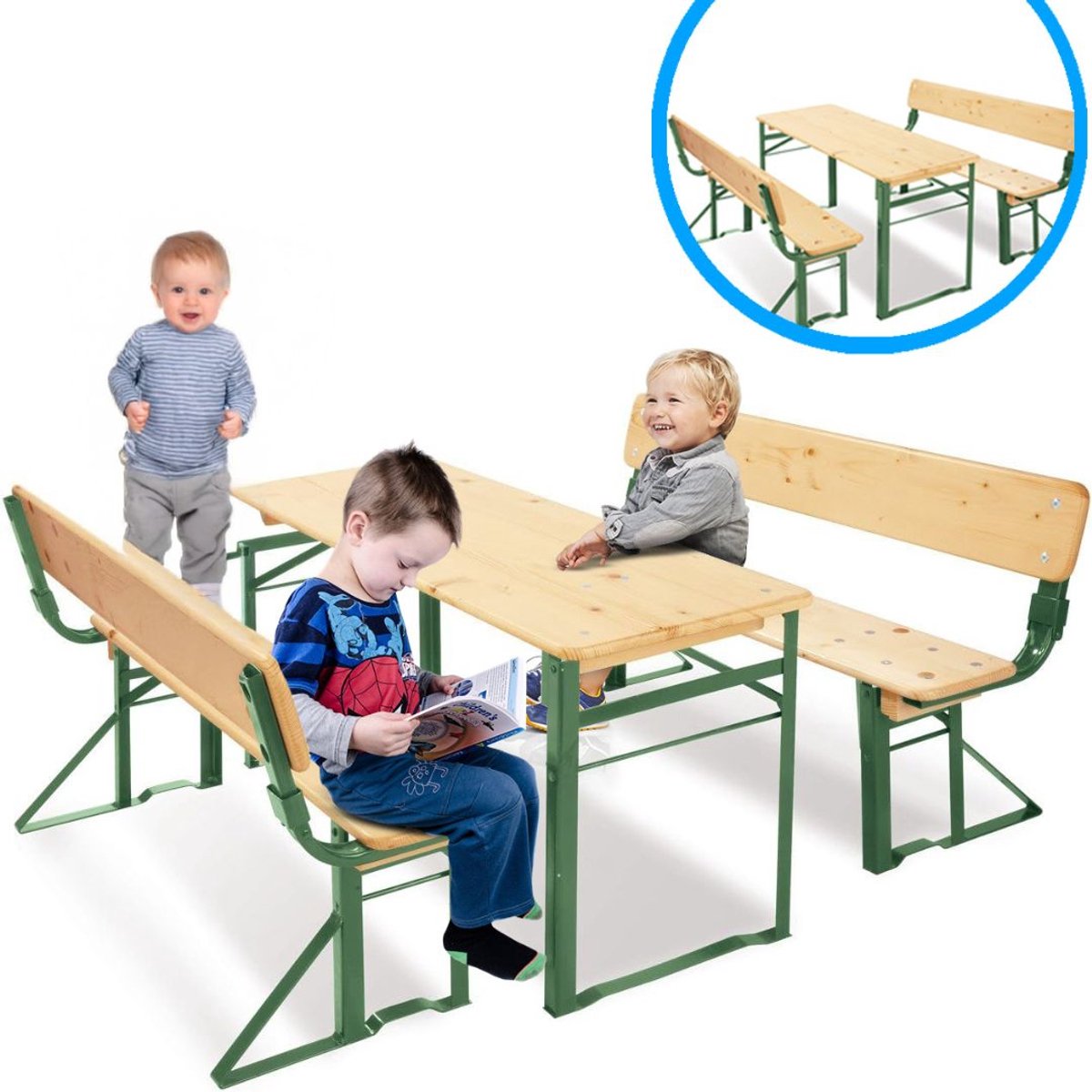 ApexArte® Biertafel met Banken - Picknick Tafel Met Bankjes - Campingtafel inklapbaar