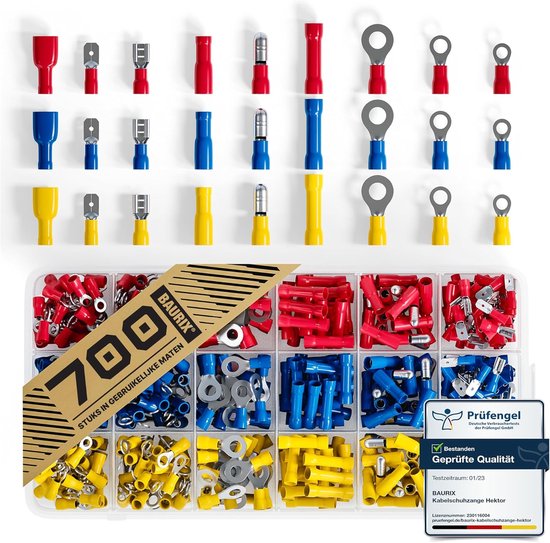 BAURIX® krimptangenset voor kabelschoenen, krimpkous, adereindhulzen, verwisselbare bekken, krimptang, adereindhuls