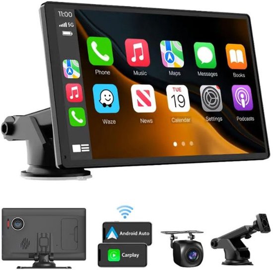 Carplay 5-inch Verticaal Scherm Voor Motorfiets – Draadloos Apple CarPlay & Android Auto – Navigatie & Entertainment – Universel