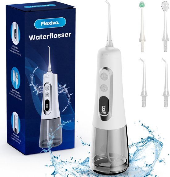 Flexivo Waterflosser - Monddouche - Draadloos - Elektrisch Flosapparaat - 9 Standen - Wit