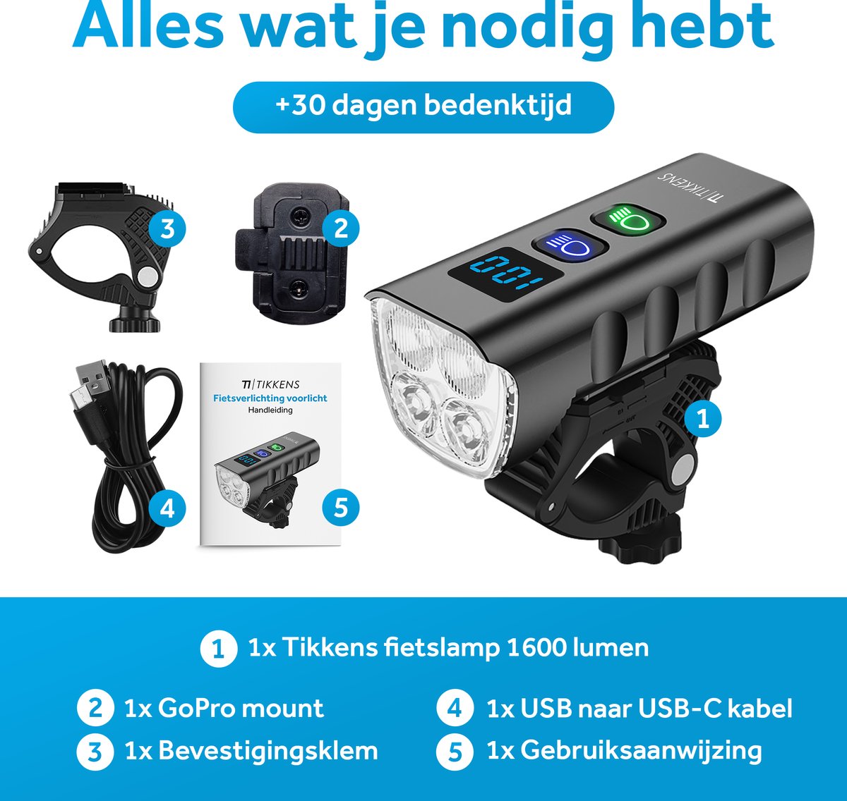 Tikkens LED Fietsverlichting 1600 Lumen thumbnail 6