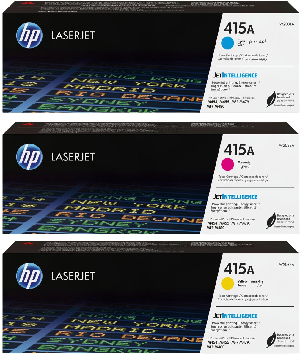 HP 415A - Originele LaserJet Tonercartridges - Cyaan/Magenta/Geel - 3 Pack