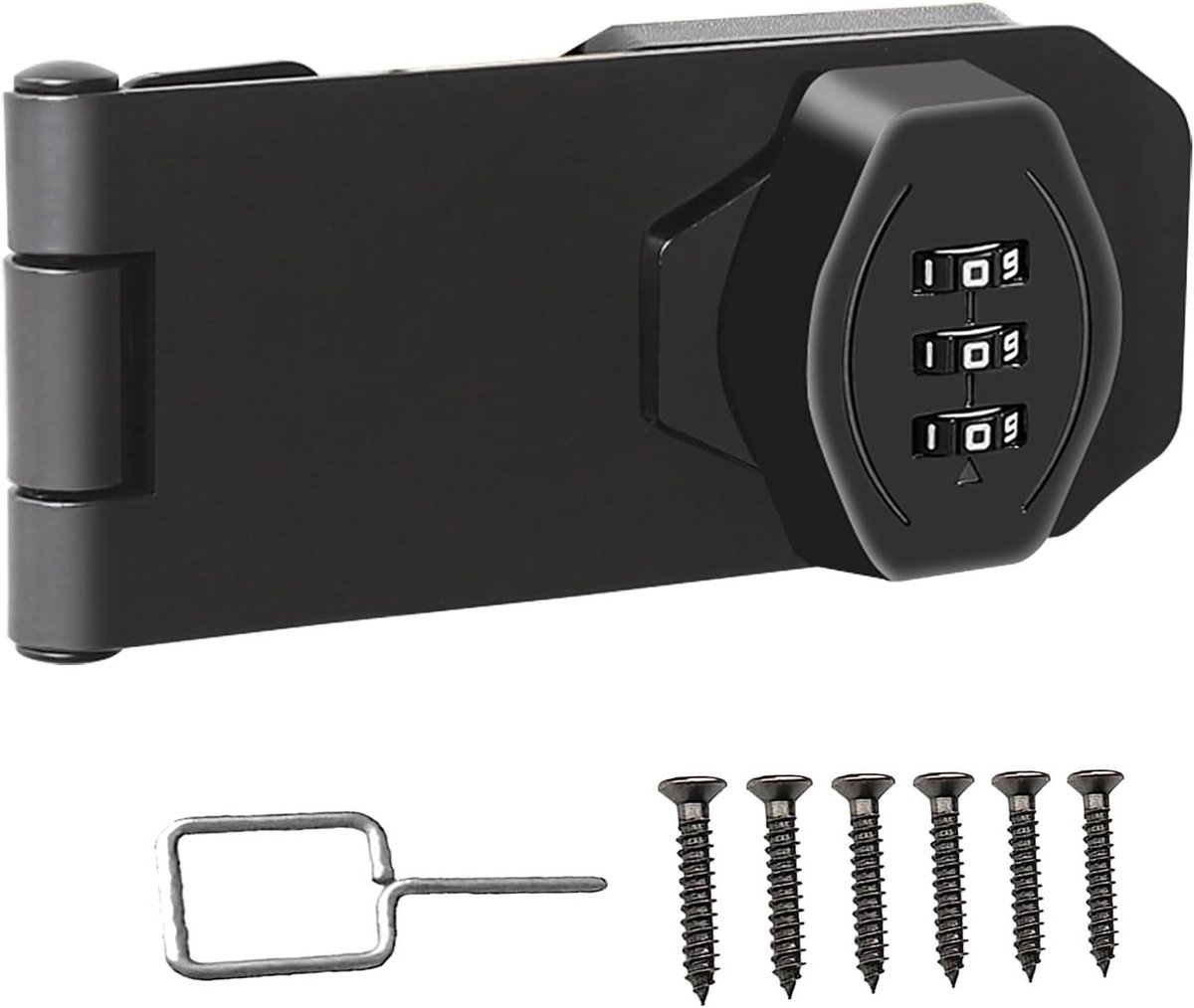 1 Stuks 4in - sleutelloos hasp-slot, 3-cijferig combinatieslot, draaiknop, kastcombinatieslot, deurbeveiligingsschuifslot voor kleine deuren, kasten, schuurdeur, badkamer