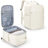 Handbagage tas - Rugzak voor dames - Reistas voor dames - Handbagage 40x25x20 cm - Handbagage 40x20x25 cm - Underseater geschikt voor Ryanair - Beige