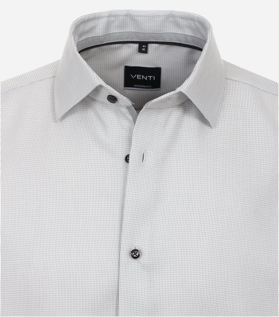 Chemise VENTI Modern Fit - Manches courtes - Armure dobby - Gris - Sans repassage - Col : 38