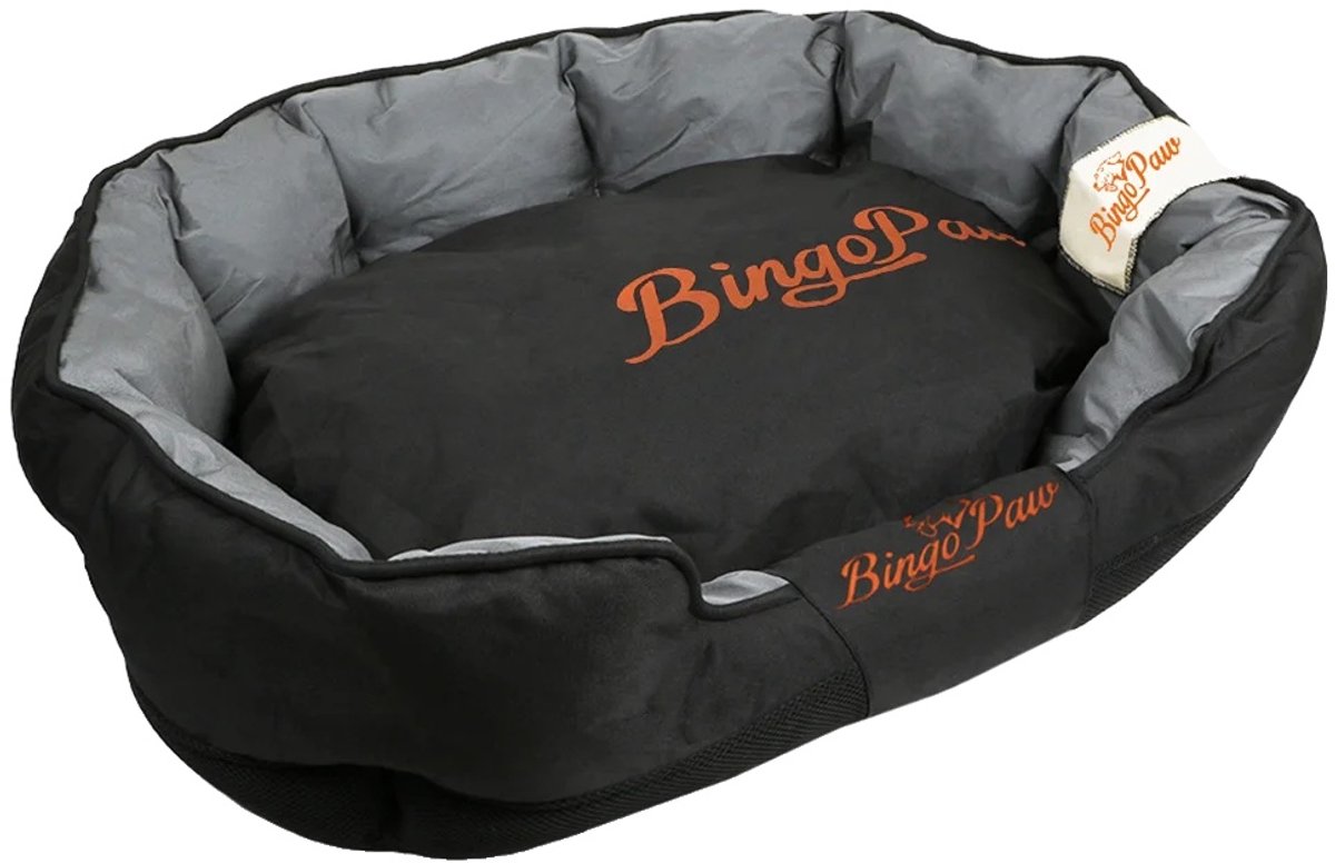 BingoPaw Hondenbed, Verwijderbare Hoes, Comfortabele Steun met Bolster, Zwart en grijs, XXL