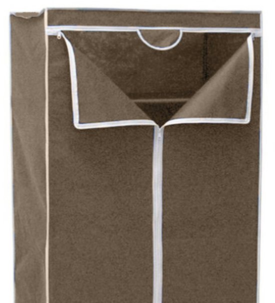 Gerimport Mobiele Kledingkast - opvouwbaar - 75 x 46 x 160 cm - bruin - opberger van Gerimport — afbeelding 3