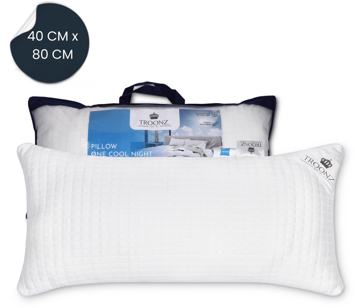 Troonz® Hoofdkussen Verkoelend-Hoofdkussen-Nekklachten-Wasbaar- 40x80