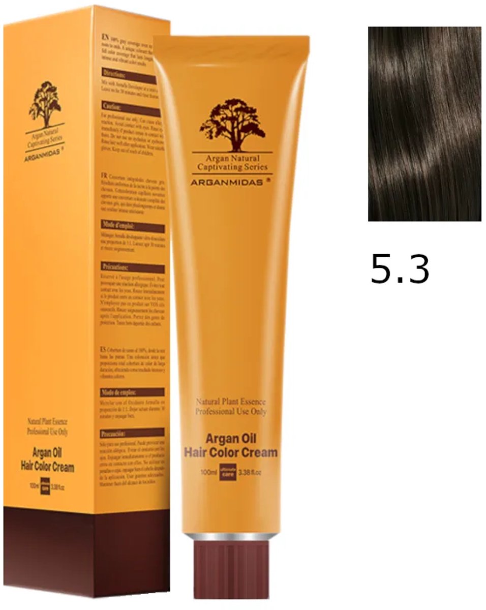 Arganmidas Marokkaanse Arganolie Haarkleur Crème 5.3 / Haarkleur Licht Goudbruin 100 ml