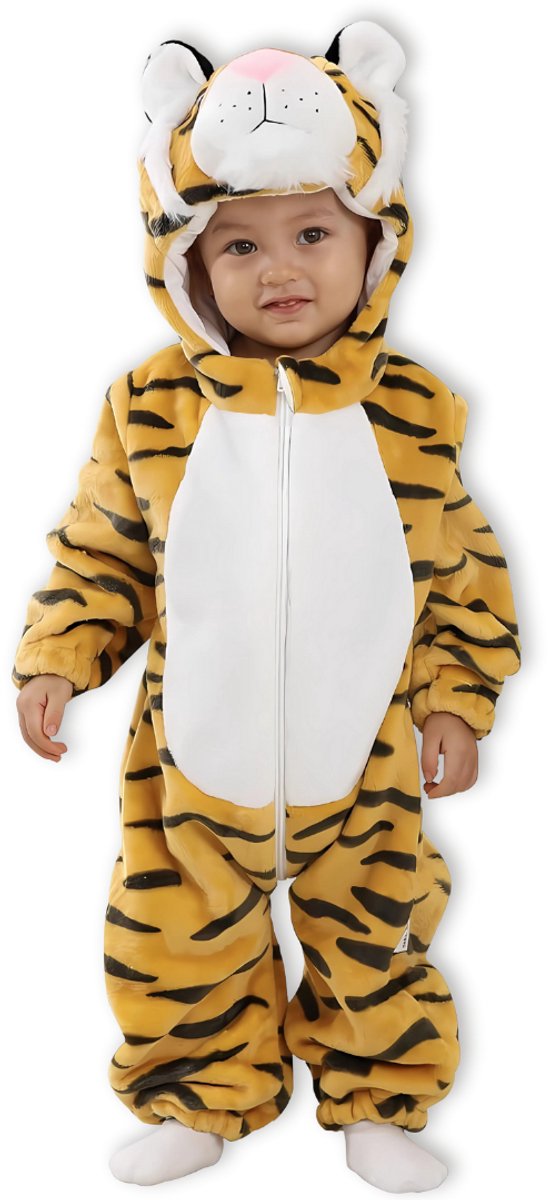 Tijger Kleuter Verkleedpak – Peuter Dieren Kostuum – Onesie Kinderen 2-4 Jaar – Flanel – Voor Carnaval, Sinterklaas Cadeau – Jongen & Meisjes – Pyjama of Boxpak – Kruippak – Perfect Cadeau voor Kerstmis – Comfortabel & Zacht - Oranje