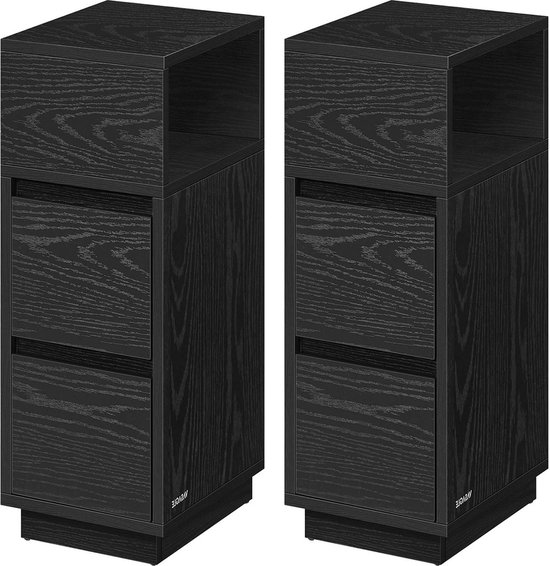 Lot De 2 Tables De Chevet Vicco 'Enton' – Noir Mat – Design Moderne, 1 Tiroir