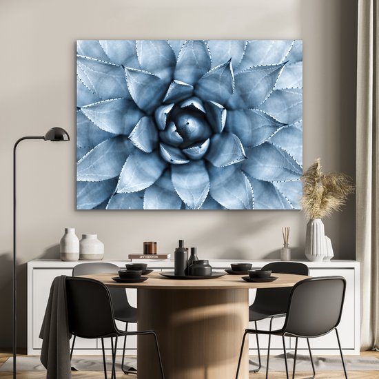 Aluminium schilderij 120x90 cm - Wanddecoratie metaal - Planten - Blauw - Natuur - Metalen muurdecoratie woonkamer - Decoratie industrieel - Foto op dibond - Industriële accessoires slaapkamer