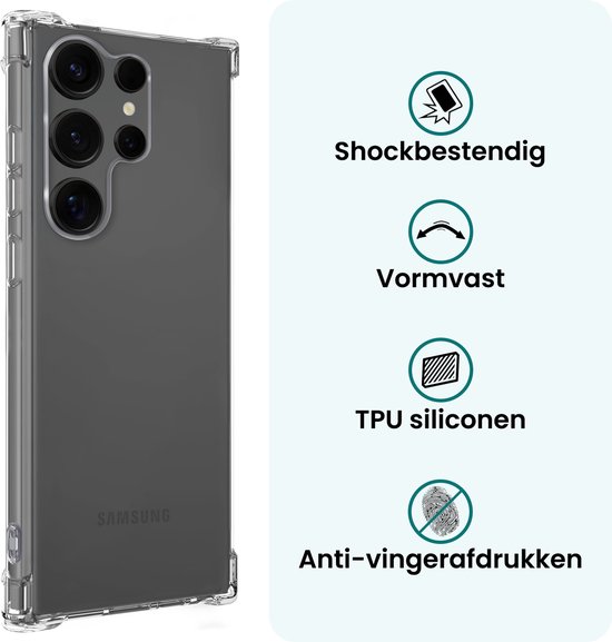 Coque Compatible avec Samsung S25 Ultra Coque Antichoc Siliconen Cover - Coque Compatible avec Samsung Galaxy S25 Ultra Coque Antichoc Back Cover - Transparent - 2 PACK