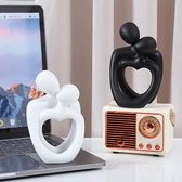 Prachtig beeldje - Romantische Holle Harten Koppelbeeldje - Hars Liefdessculptuur voor Huisdecoratie, Perfect voor Woonkamer, Slaapkamer of Studeerkamer - Ideaal Valentijnscadeau - Valentijnsdag - zwart