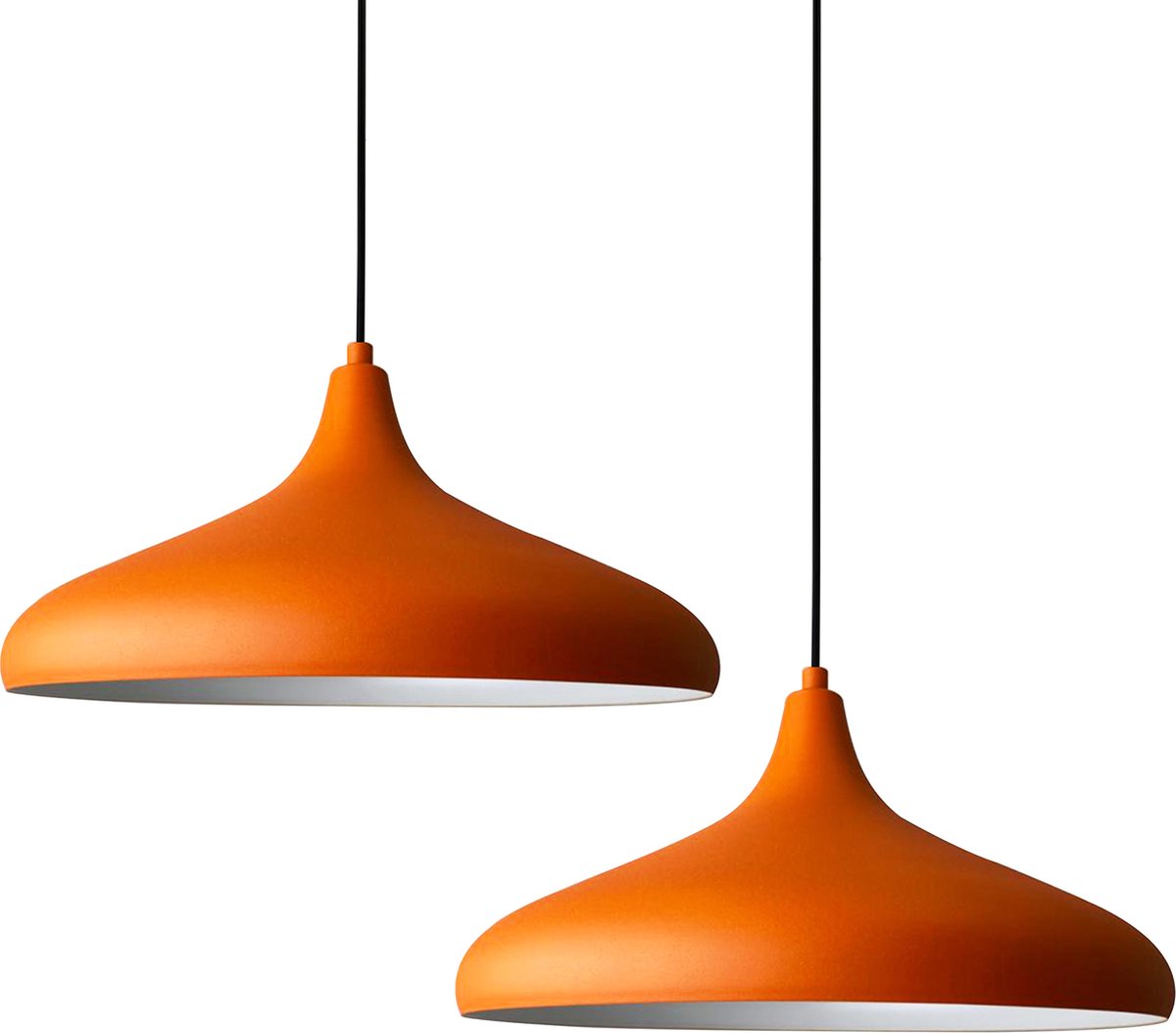 Bamyum Champion Hanglamp Eettafel Lamp 2 Vlam Oranje Ø35 cm Vintage Eettafel Lamp, Lampenkap Hanglamp