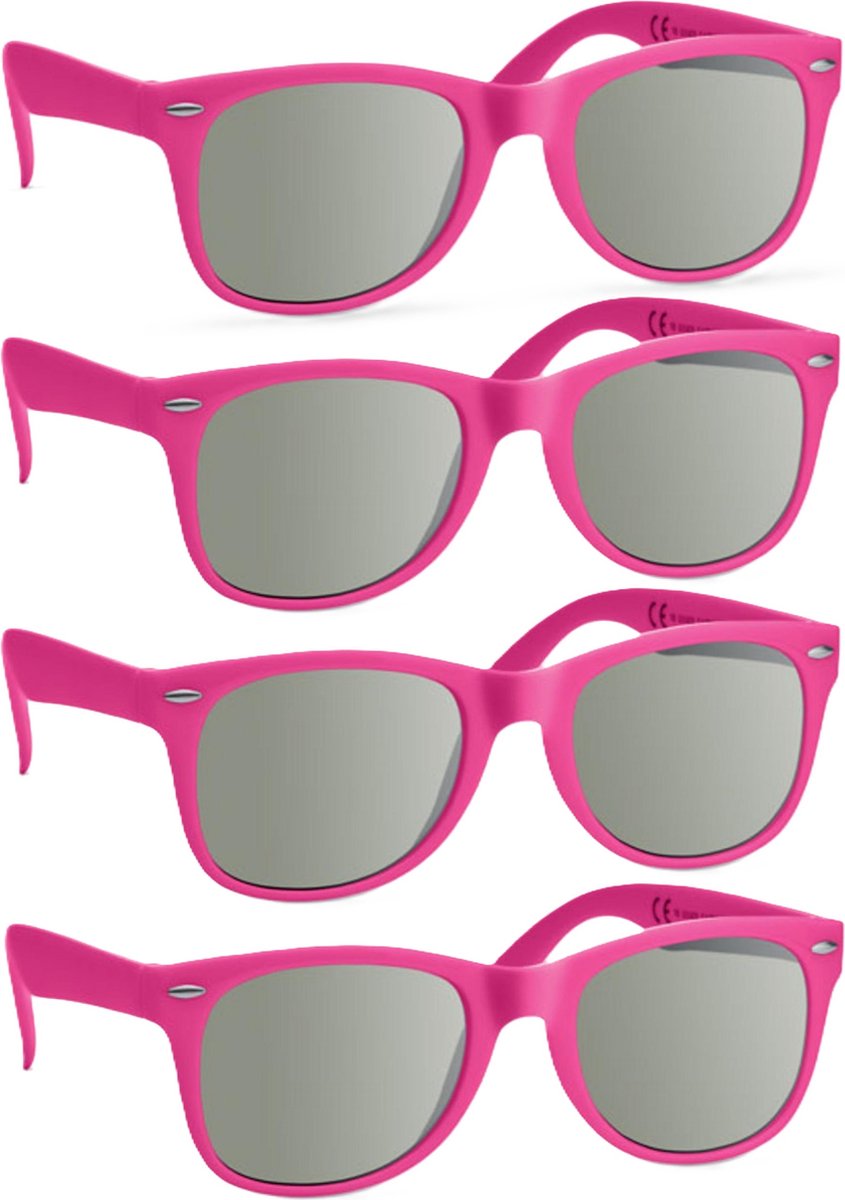 Party Zonnebril - 10x - fuchsia roze - hip design - volwassenen - carnaval/ verkleed