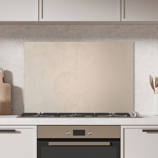 Crédence de Cuisinière en Aluminium 90x60 cm - Japandi - Beige - Moderne - Écran Pare-éclaboussures pour Plaque de Cuisson - Protection Murale