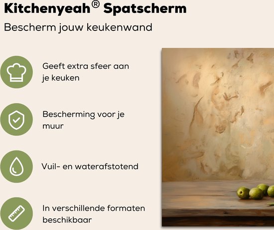 Crédence de Cuisinière en Aluminium 100x50 cm - Olives - Nature morte - Vintage - Écran Pare-éclaboussures pour Plaque de Cuisson - Protection Murale