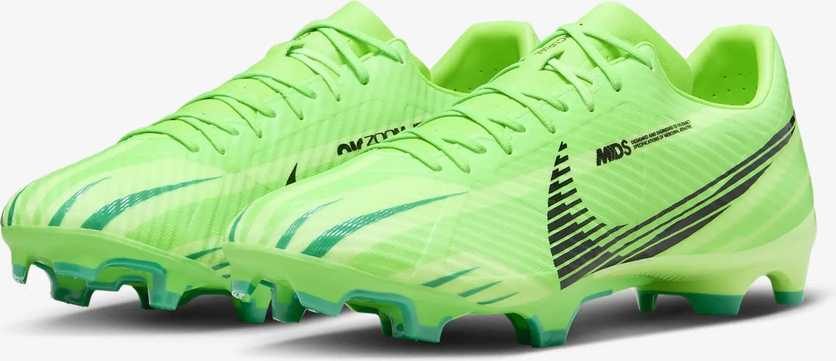 Nike Zoom Mercurial Vapor 15 Academy FG Dreamspeed voetbalschoenen in felgroen, maat 44.5, met zwart logo.