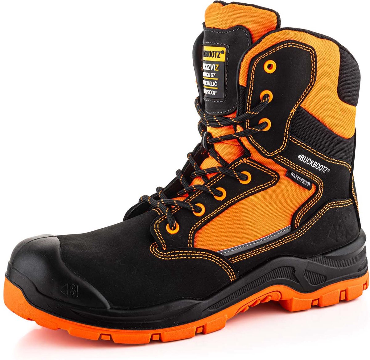 Buckbootz BuckzViz BVIZ1BKOR high viz veiligheidsschoen met rits zwart/oranje maat 41