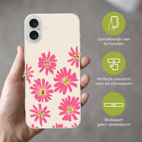 Coque de téléphone compatible avec Apple iPhone 16 Plus - Fleurs - Motif - Minimalisme - Coque en Siliconen
