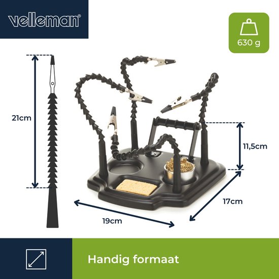 Velleman Handige derde hand tool met 4 armen, soldeertinhouder en diverse toepassingen, PCB solderen, hout graveren, glas beschilderen van Velleman — afbeelding 3