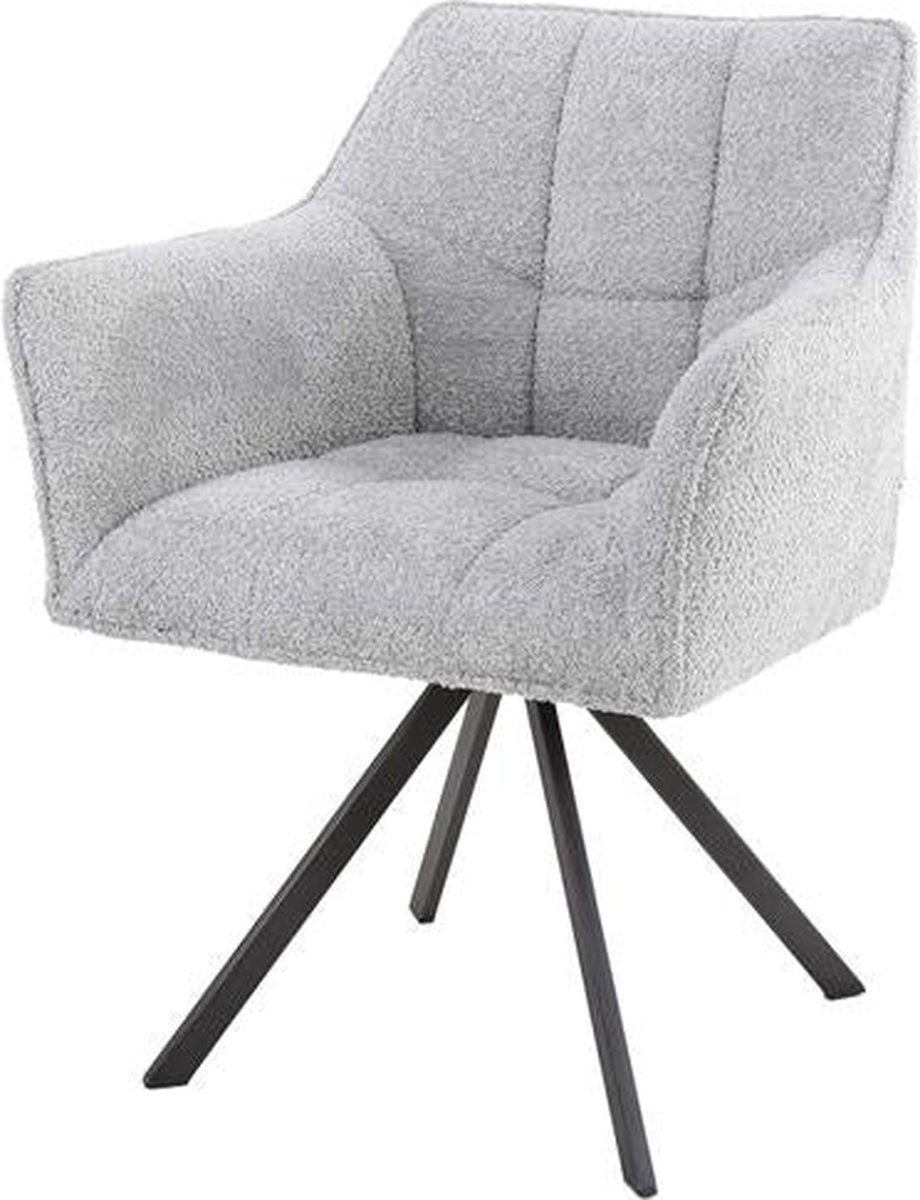 Dimehouse Set van 2 Draaibare Eetkamerstoelen Bouclé Suze - Met Armleuningen Taupe