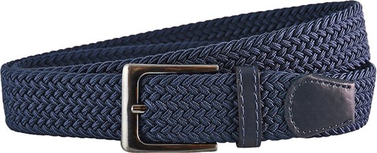 Landley Elastische Riem met Gevlochten Stretch Elastiek – Dames / Heren - Blauw - Lengte totaal 130 cm / Riemmaat 115