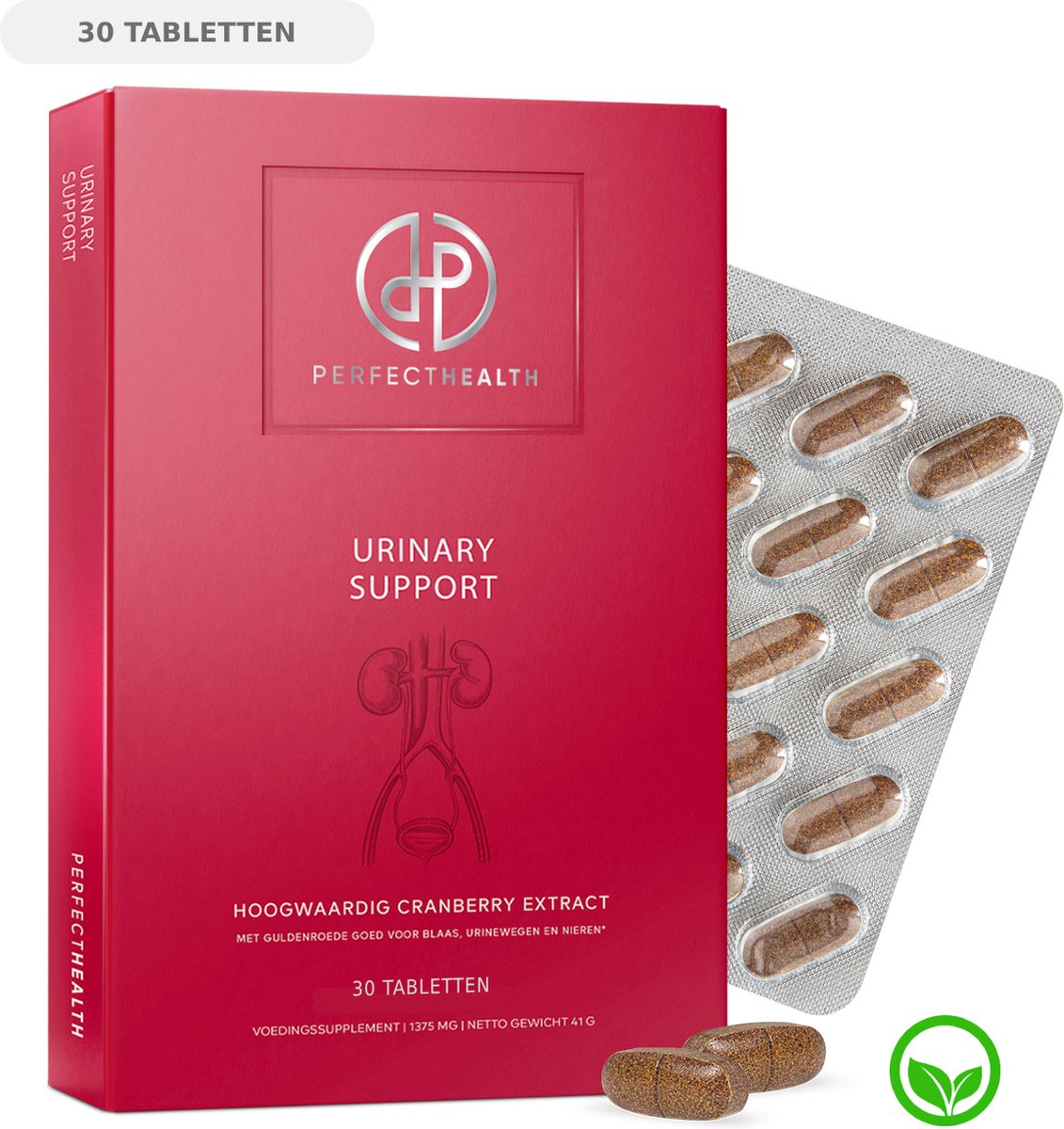 Goedkoopste Perfect Health - Cranberry Tabletten 500mg - Goed voor Blaas, Nieren en Urineweg - Guldenroede en Vitamine C - Hoge Dosering - Vegan - 30 Stuks